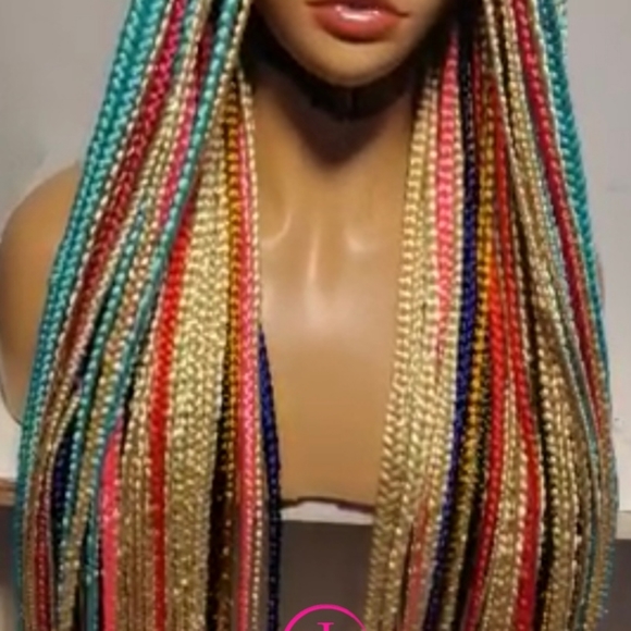 Multi color Rainbow braided wig - Picture 5 of 6